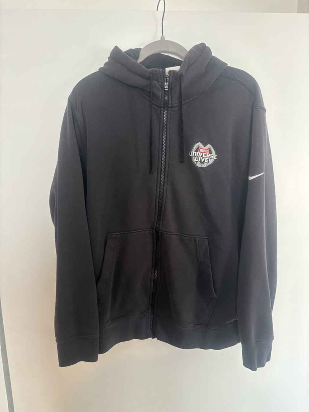 Nike Black Full-Zip Hoodie Jacket with Marvel Universe Live Logo